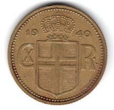 1940 Iceland CXR 1 Island Krona coin