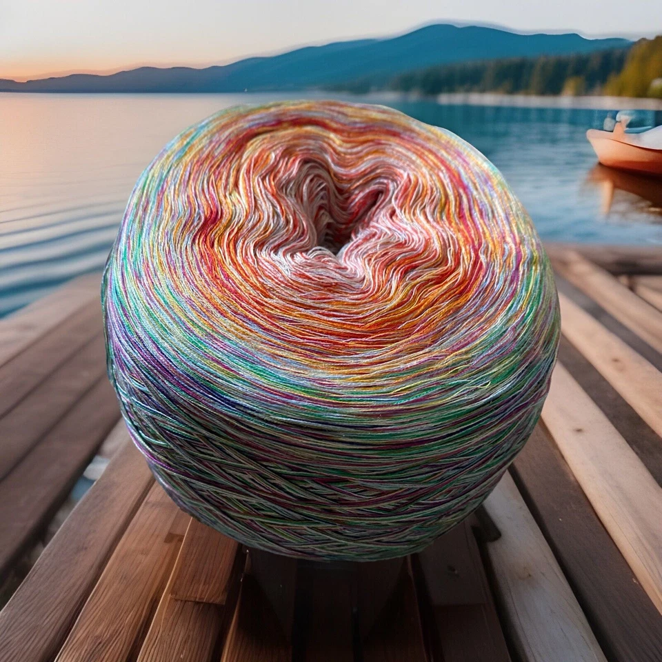 460g Cotton Tencel Sultan Ombre Cake Yarn Orange Blue Green Purple 2200 Yards - Image 2 of 4