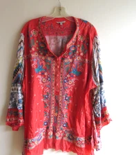 John Mark Woman's Blouse SZ 3X Embroidery Boho/FLoral