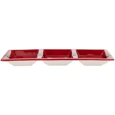 Boston International 14"x6" Tri Part Christmas Platter - Santa Belt
