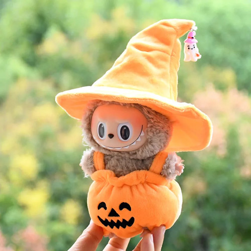 Scatola vestiti 17 cm Labubu accessori bambola peluche vestiti zucca costume set - Foto 11 di 16