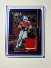 Drake Maye 2025 Panini Donruss Optic Threads Blue Hyper New England Patriots