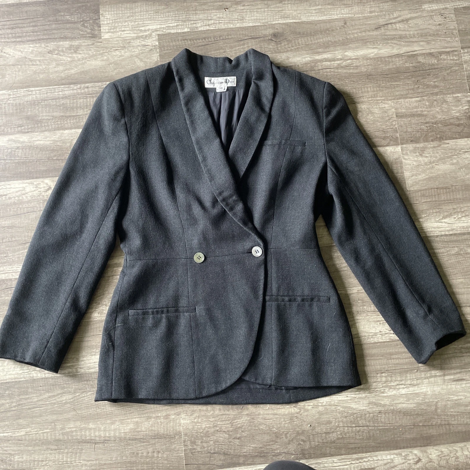 Giacca blazer lana Christian Dior crop made in USA nero donna taglia 10 anni 80
