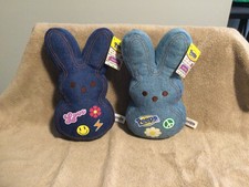 Peeps Bunnies Lot Of 2 Dark Light Denim Plushes NEW