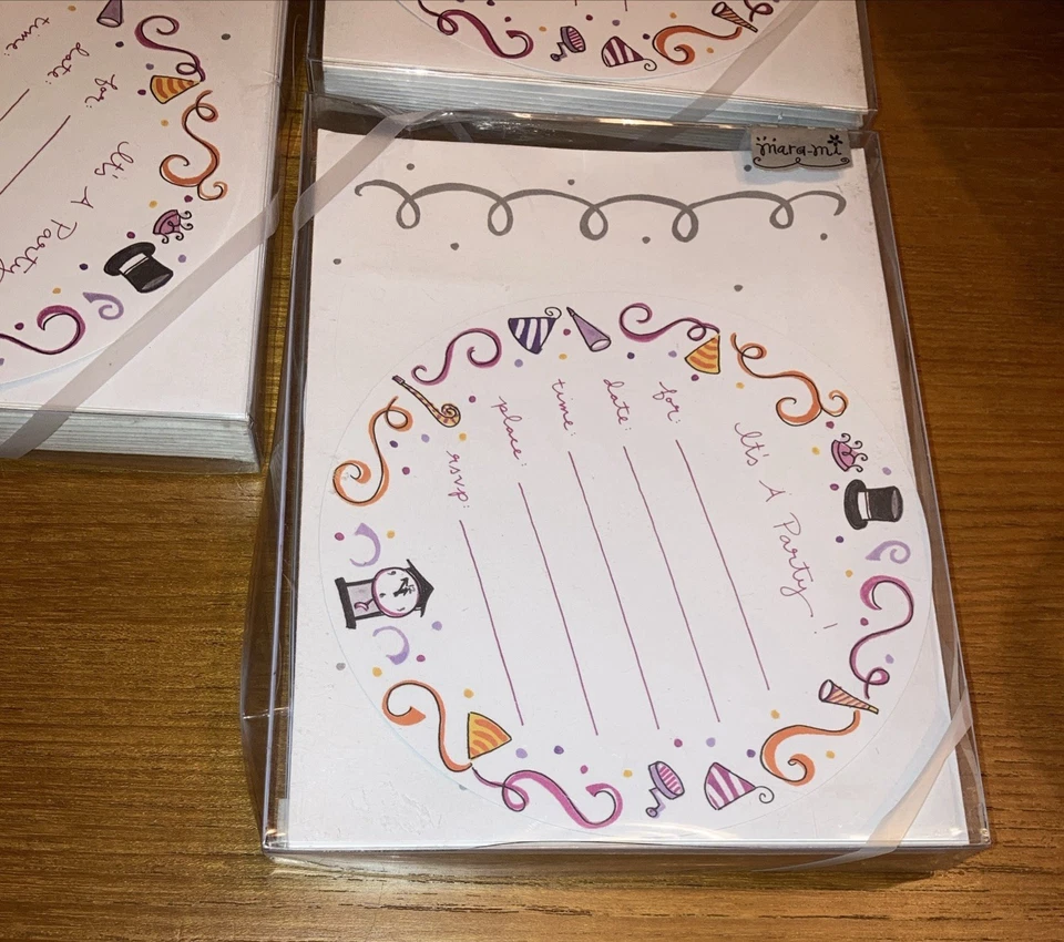 3 Paquetes Mara Mi "It's A Party" 30 Tarjetas Invitaciones Total Nuevo Con Etiquetas Foto 3 de 4