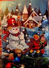 Vintage Christmas MC  “Friends” Paper Whimsical Advent Calendar 8 X 10” Sweet