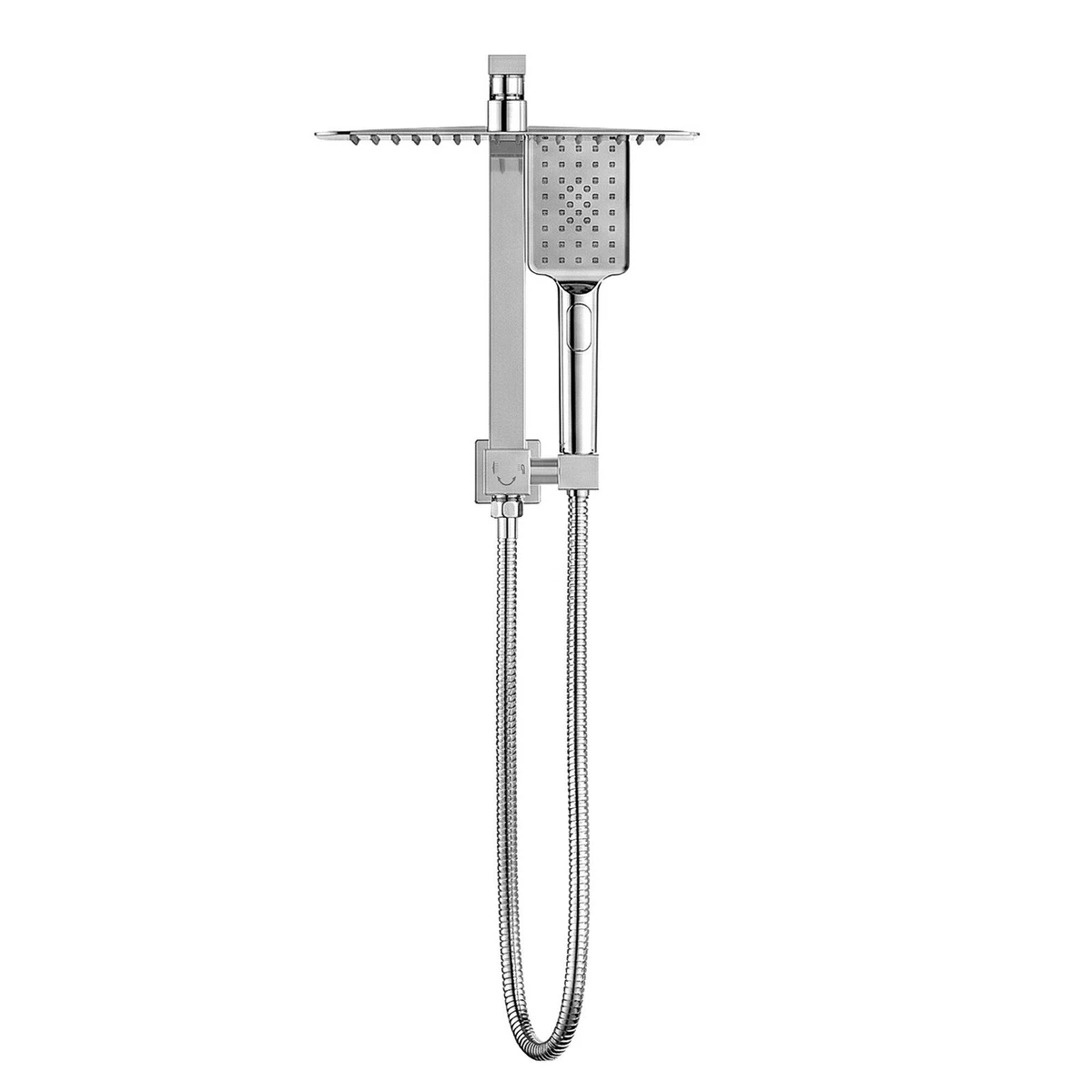 12" Twin Rain Shower Head Set 3-Mode Handheld Rail Brass Chrome WELS Approved