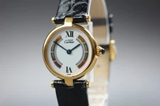 [NEAR MINT] Cartier Must Vendome Vermeil 590004 24mm Gold Quartz Women's Watch