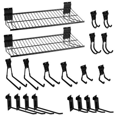 20PCS Slatwall Accessories Set, Includes 2 Pack Slatwall Wire Shelves (24 inc...