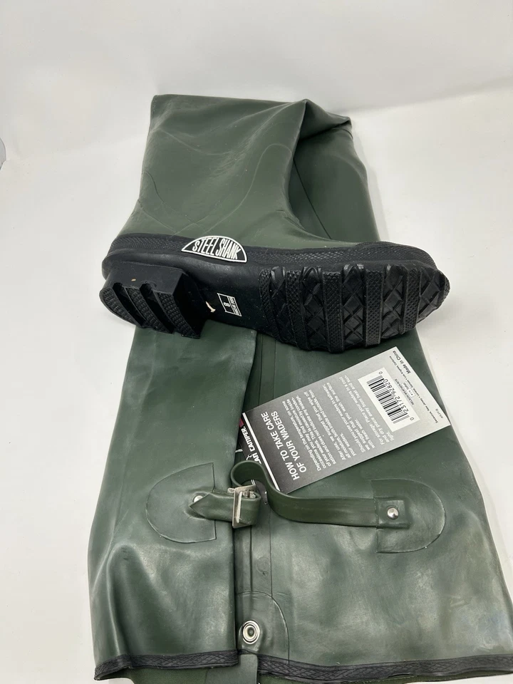American Camper Vulcanized rubber hip Waders Waterproof size 8 Steel Shank Green - Image 3 of 4