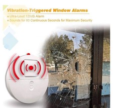 Window Alarm System 4-Pack - Ultra-Loud 120dB Alarms Advanced Vibration Sensors