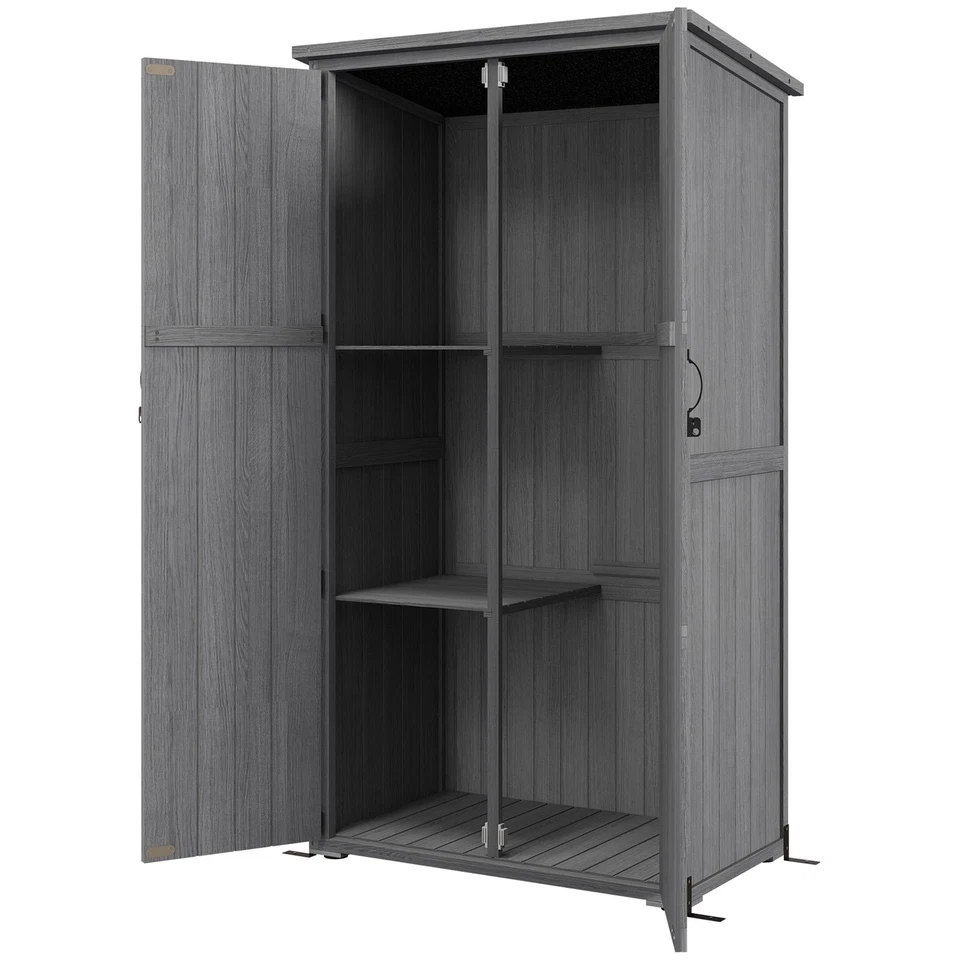 Outsunny Outdoor Storage Cabinet with Waterproof Asphalt Roof, Gray - Image 4 of 4