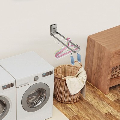 Wall Mounted Sock Hanger with 10 Clips, Foldable Wall Mounted Clothes Hanger
