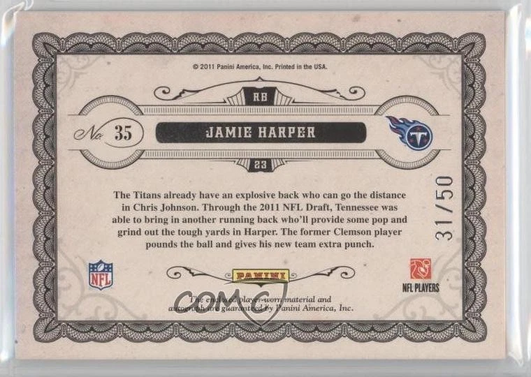 2011 Gold Standard Leaf Rookies Materials Signatures /50 Jamie Harper Auto RC - Image 2 of 2