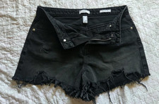 Forever 21 Retro High Rise Black Denim Cutoff Shorts Women s Size 28 3" Inseam