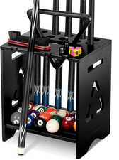 Pool Stick Holder Floor Stand - Hardwood Solid Wood Pool Cue Rack for 10 Cues, B