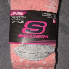 Skechers Girls Knee High Socks Multicolor Colorful New NWT Size 7 - 8.5 Two Pair