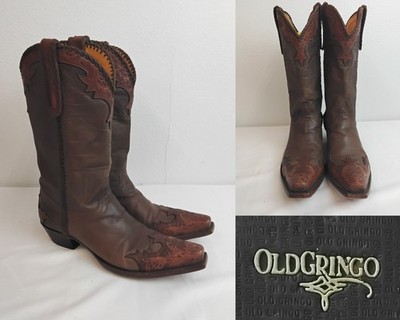 Old Gringo Cowboy Boots Men's 13D Brown Leather Hand Tooled And Braided #W4770