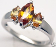 Lab simulated Topaz Silver Ring November 58