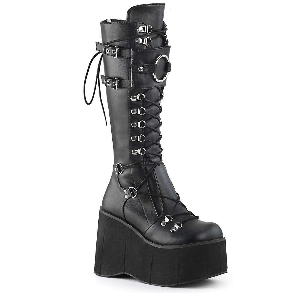 Black KISS 70s Tribute Rock Band Gene Simmons Platform Knee