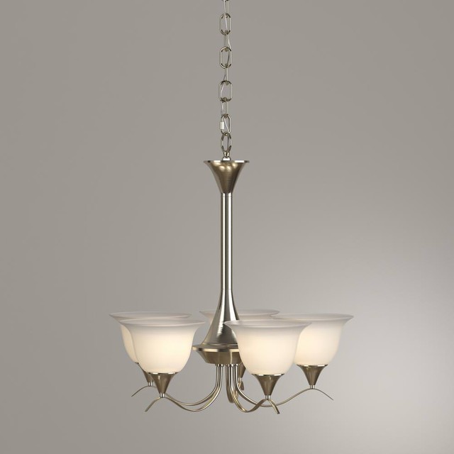 Hampton Bay 1001392759 Santa Rica 5 Light Chandelier Brushed Nickel Hampton Bay Santa Rita 5 Light Brushed Nickel Chandelier With Glass Shades