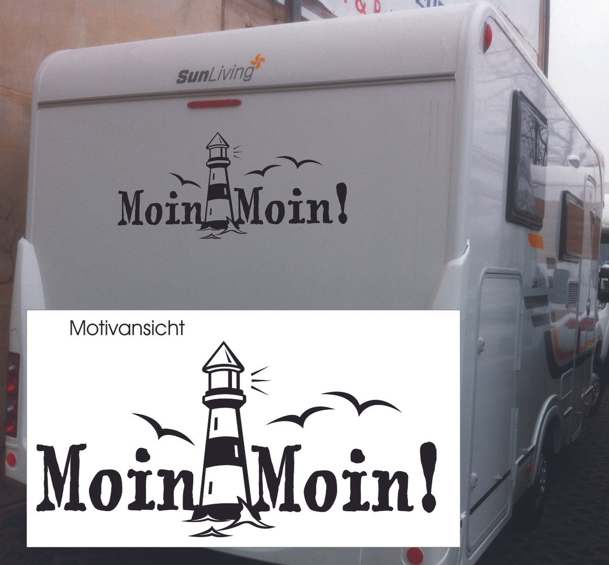 Autoaufkleber: 'Moin Moin!' – Gruß – Spruch (Schwarz - 450 Mm X 230 Mm