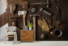 3D Tools In Home Wallpaper Wall Mural Removable Self-adhesive Sticker