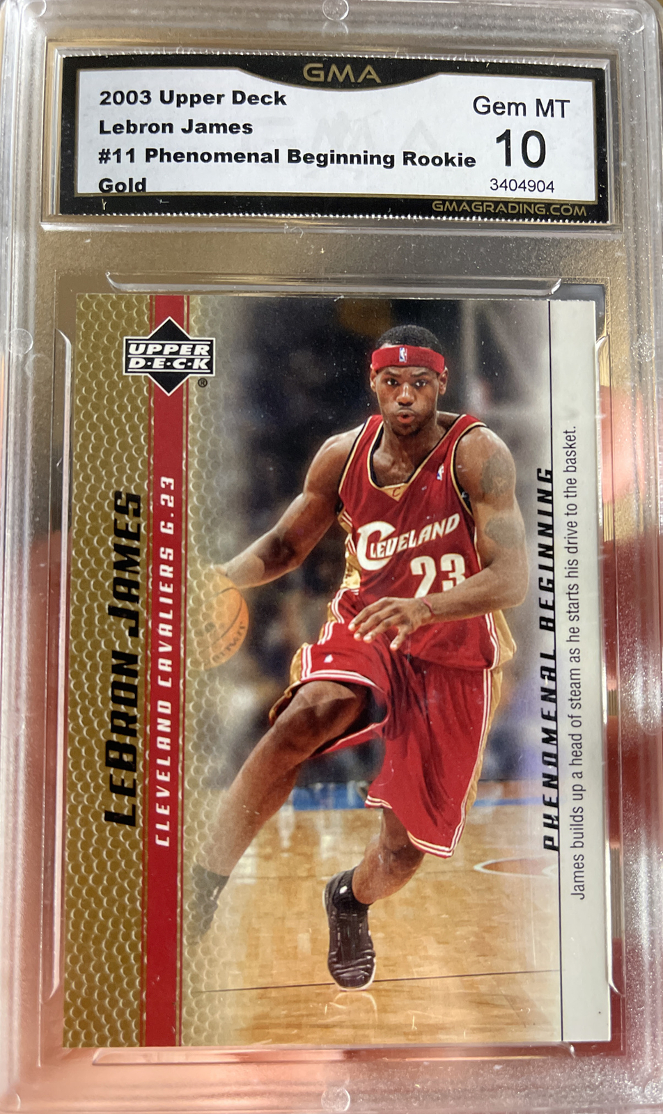 2003 Upper Deck Phenomenal Beginning GOLD LeBron James ROOKIE GEM MINT 10 SP #11
