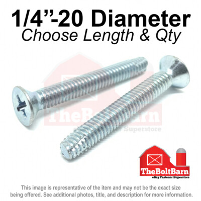 1/4-20 Phillips Flat Head Type F Thread Cutting Screws Zinc (Pick Length & Qty)