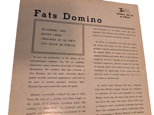 FATS DOMINO-This Is Fats Domino EP Picture Sleeve-IMPERIAL #IMP 144 NO RECORD - Picture 9 of 11