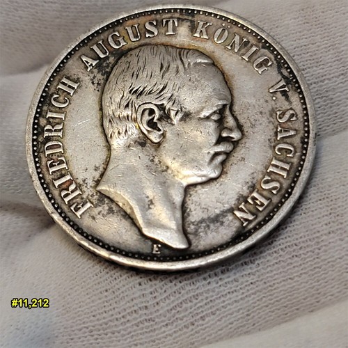 1908 E German States Saxony-Albertine Silver 3 Mark FREDERICK AUGUSTUS III - Picture 12 of 12