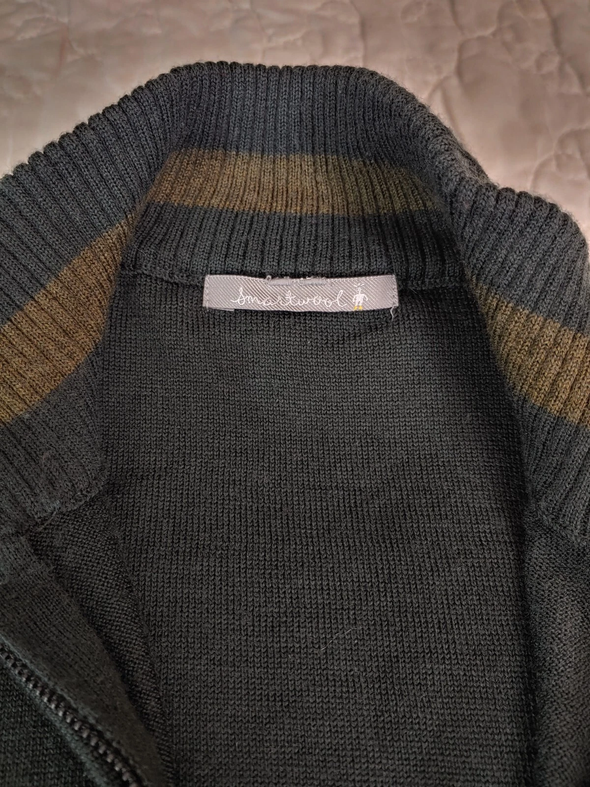 smartwool 1/4 zip pullover dark olive 100% merino wool sweater