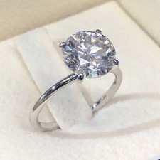 2,80Kt Rund Form Solitär Genial Design Verlobung Jahrestag Ring Weißgold Finish