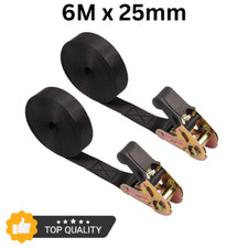 6m x 25mm  Ratchet Straps Tie Down Heavy Duty Cargo Car Rack Lashing Straps UK