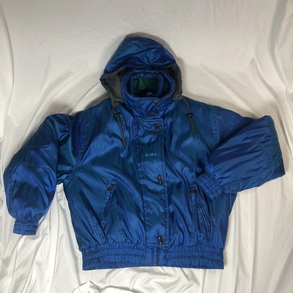 Vintage Killy Ski Jacket Iridescent Blue Womens Winter Snow Hooded Insulated Zip - Image 2 of 4