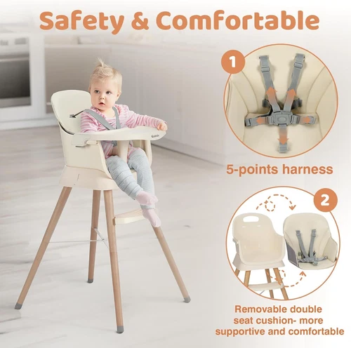 Baby High Chair Convertible 6-in-1 with Adjustable Legs for Babies and Toddlers - Picture 17 of 30