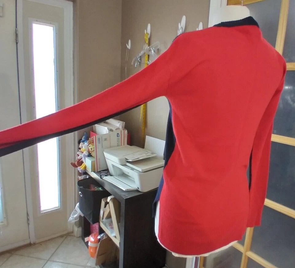 Long Tall Sally Sweater Blue Front Red Back Sz XS Color Block Womens Amazing - Image 3 of 4