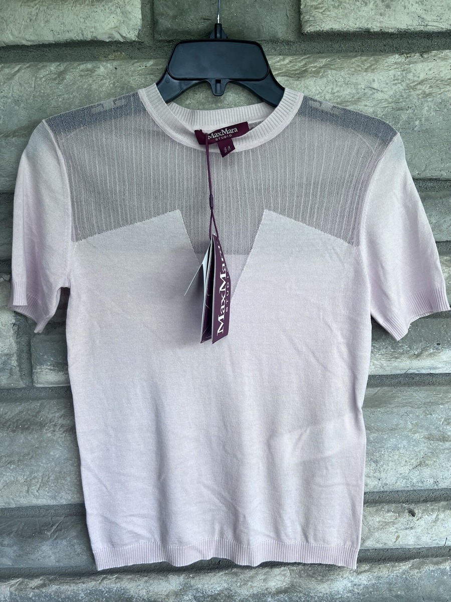 MAX MARA Studio Knit PINA Women Short Sleeve Wool Silk Mesh Knit