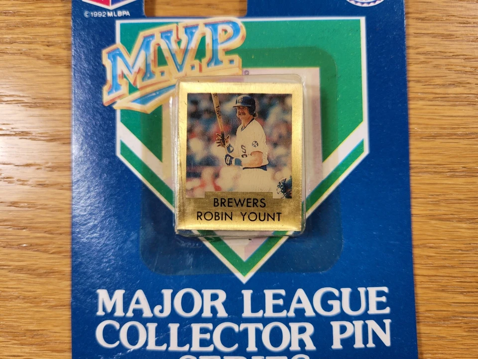 Prendedor de solapa Robin Yount Milwaukee Brewers Gold MLB equipo de béisbol M.V.P. Pin sombrero Foto 2 de 4