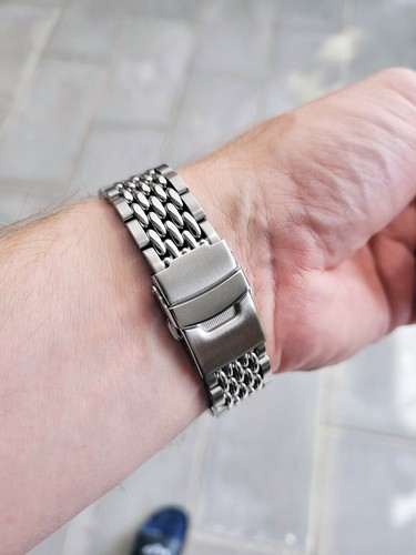 Pulseras de reloj KANTARA Premium cuentas de arroz BOR con 3 pliegues cierres de acero macizo - Imagen 15 de 16