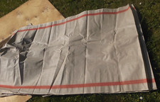 Meterware Altes Mangel/Rolltuch, Leinen mit rot Randstreifen 93 cm