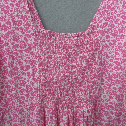 Old Navy Dress Women Large Pink Ditsy Floral Smocked Button Midi Boho 2024 NWT - Picture 12 of 13