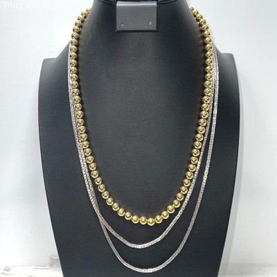 Monet Necklaces Beaded Gold Tone Silver Tone Long Chain