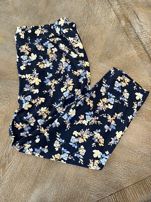 Jessica Simpson Ladies' Pull-On Pant Navy Floral XL Waist 38  Inseam 25 