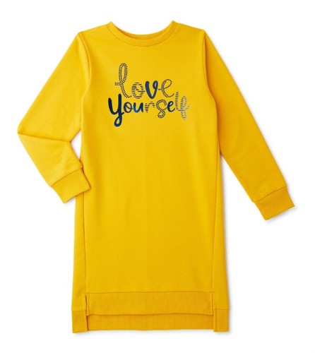 Wonder Nation Girls Yellow Long Sleeve Sweatshirt Dress Size S (6-6X) BRAND NEW - Picture 3 of 7