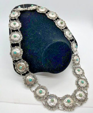 Vintage Mexican Silver Turquoise Wire Flower Double Link Concho Belt 28"