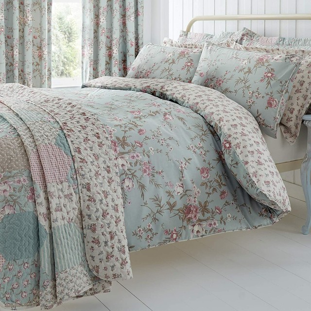 Patchwork Shabby Chic Duvet Cover Pink Natural Beige Bedding Floral Bed Set For Sale Ebay