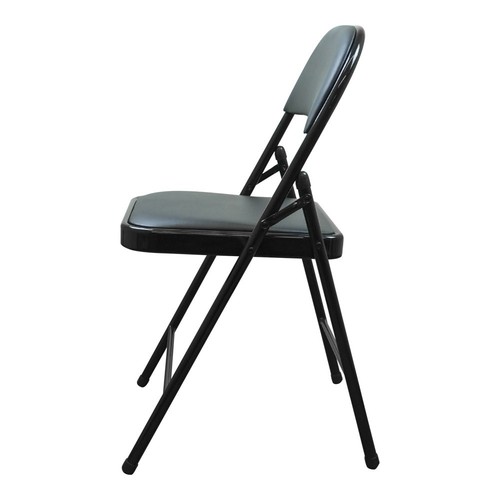 Folding Faux Leather Chairs - Padded Event Seats Conference Hall Guest Seating - Picture 4 of 79