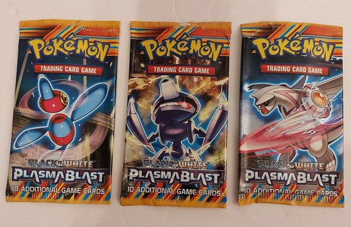 3x Pokemon Black & White Plasma Blast EMPTY Booster Pack Artwork Artset Palkia