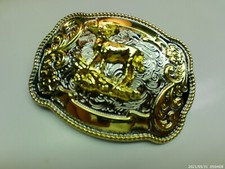 Belt Buckle Deer Elk Large 4" x 3" Hunting Western Cowboy Silver Gold
